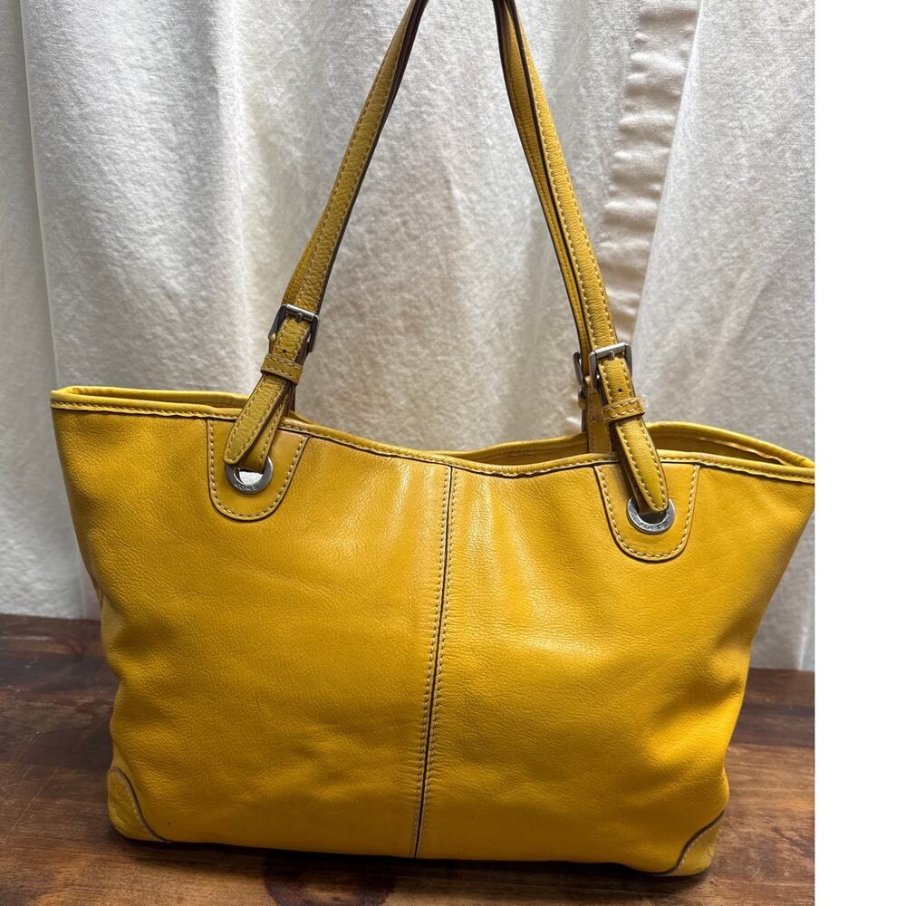Michael Kors Hudson Vintage Large Tote Purse Bag Mustard Yellow Genuine Leather